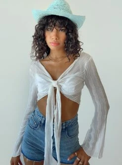 Princess Polly Altin Long Sleeve Top White