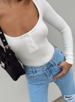 Princess Polly Ballard Long Sleeve Bodysuit White