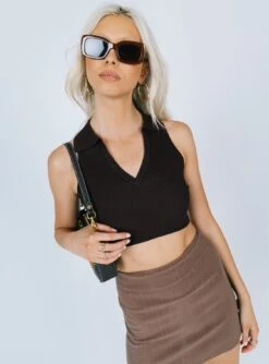 Princess Polly Patterson Top Brown