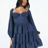Princess Polly Danny Long Sleeve Mini Dress Navy