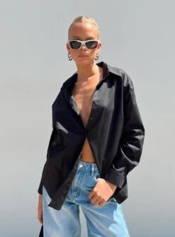 Princess Polly Hexon Shirt Black