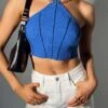 Princess Polly Darnell Halter Top Blue
