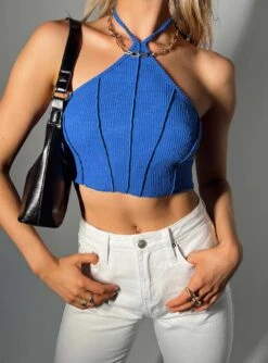 Princess Polly Darnell Halter Top Blue