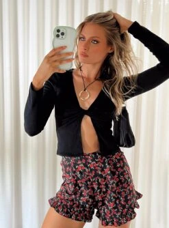 Princess Polly Basalt Long Sleeve Top Black