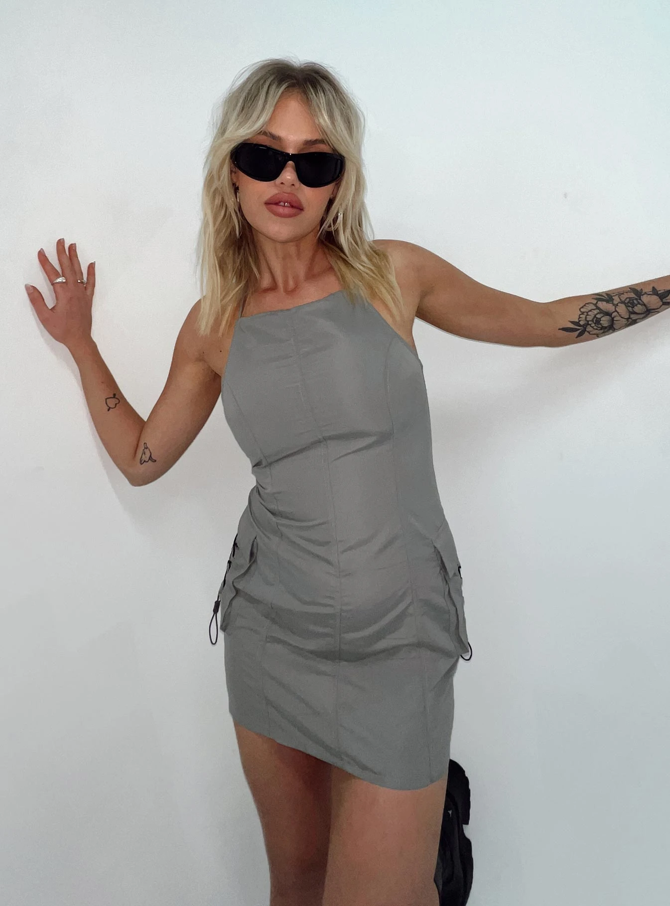Motel Schmidt Mini Dress Grey 1 Motel Schmidt Mini Dress Grey
