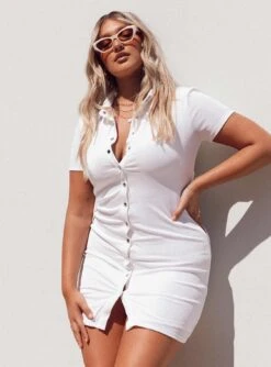 Princess Polly Elody Short Sleeve Mini Dress White