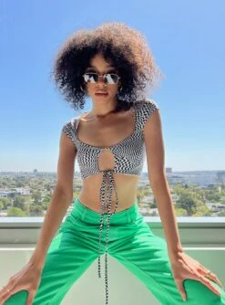 Princess Polly Brunswick Top Black / White