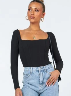 Princess Polly Janie Bodysuit Black