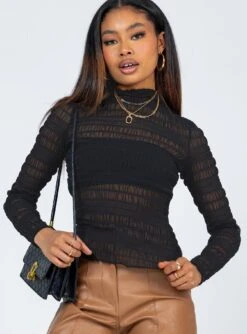 Princess Polly Judie Long Sleeve Top Black