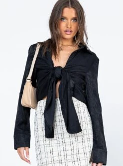 Princess Polly Everleigh Long Sleeve Top Black