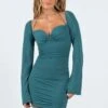 Princess Polly Hampstead Long Sleeve Mini Dress Teal