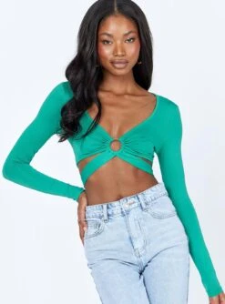 Princess Polly Khalil Long Sleeve Top Teal