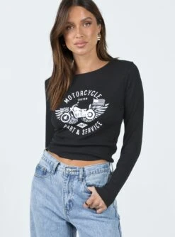 Princess Polly Beatrix Long Sleeve Tee Black
