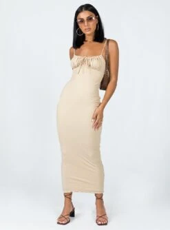 Princess Polly Slow Dancing Maxi Dress Beige
