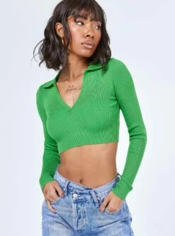 Princess Polly Elijah Long Sleeve Top Green