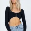 Princess Polly Branson Long Sleeve Top Black