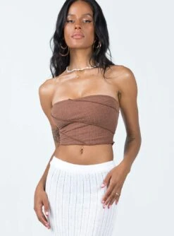 Princess Polly Oscar Strapless Top Brown