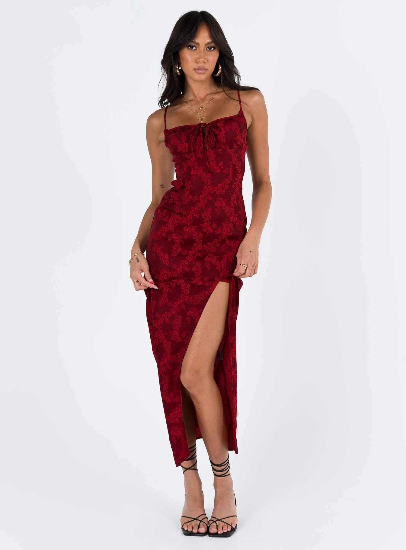Princess Polly Noda Maxi Dress Burgundy 2 Princess Polly Noda Maxi Dress Burgundy - Image 2