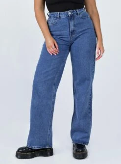 Princess Polly Theore High Waisted Mom Jean Mid Wash Denim