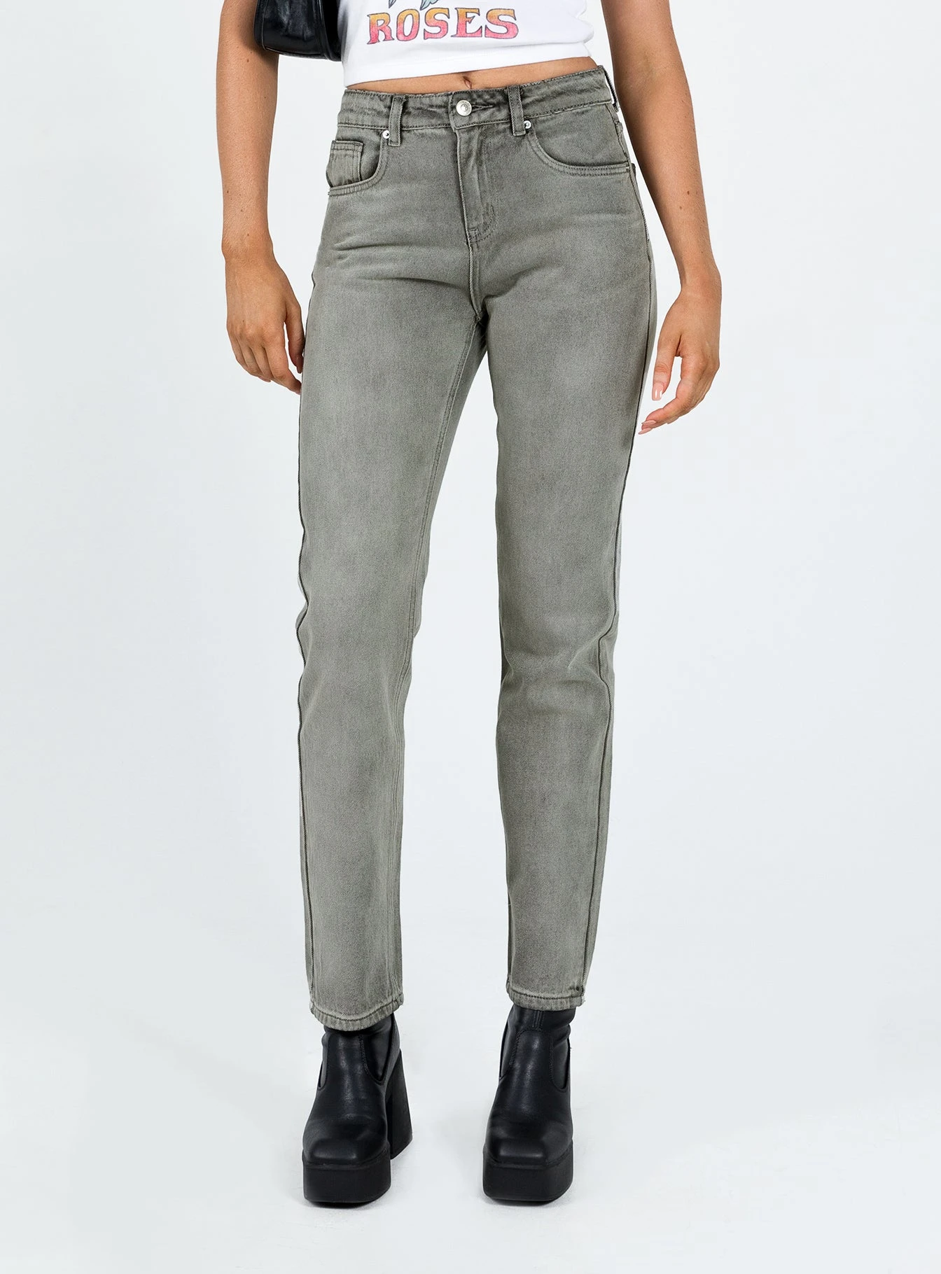 Princess Polly Tangmere Mid Rise Slim Jeans Grey 1 Princess Polly Tangmere Mid Rise Slim Jeans Grey
