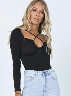 Princess Polly Claire Bodysuit Black