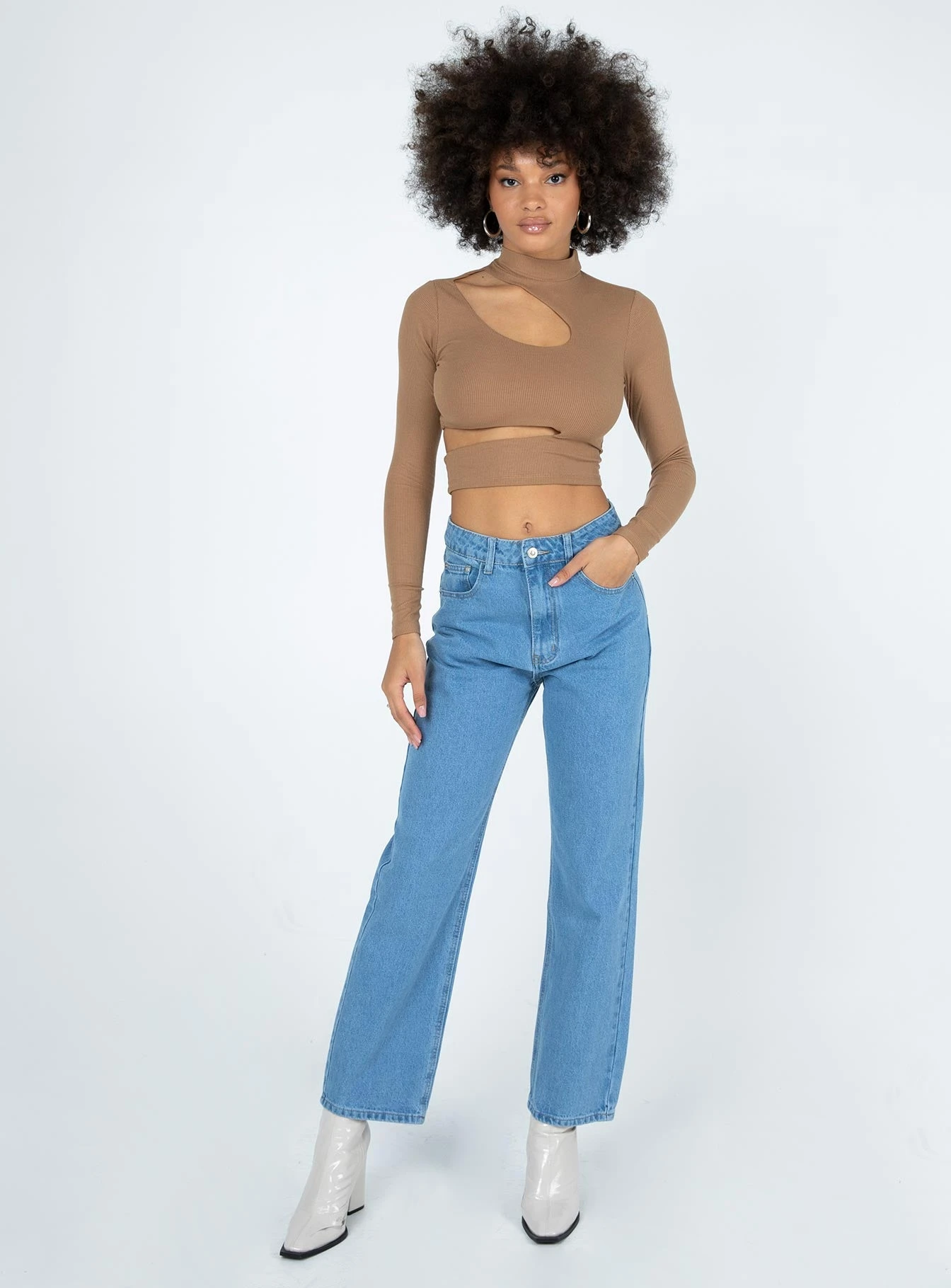 Princess Polly Gabriella Long Sleeve Top Beige 2 Princess Polly Gabriella Long Sleeve Top Beige - Image 2