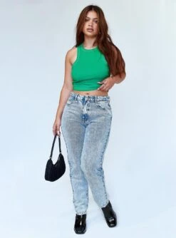 Princess Polly Zaiden Straight Leg Jeans Light Wash Denim -Princess Polly Sales 2 modelinfo Jarline us6 3