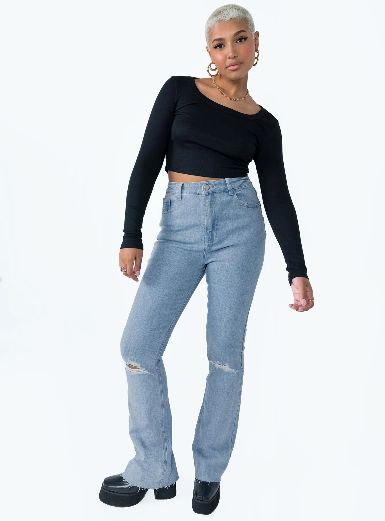 Princess Polly Mish High Rise Flare Jean Denim 2 Princess Polly Mish High Rise Flare Jean Denim - Image 2