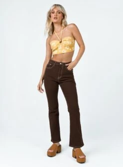 Princess Polly Eltham Contrast Stitch Denim Jeans Brown -Princess Polly Sales 2 modelinfo chloe e us2 af0a3774 4808 4eed aa79 f1e9d623cdcb