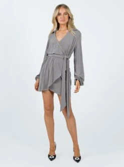 Princess Polly Party Time Mini Dress Slate Grey -Princess Polly Sales 2 modelinfo elly us2 eb3315b4 7774 46f0 90bb b1a22883f97b