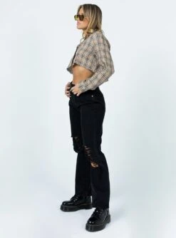 Princess Polly Holly Asymmetric Ripped Leg Jeans Black Denim -Princess Polly Sales 2O0A1028 a0b6a331 0096 44d9 abd1 4ecd7fcb1c30