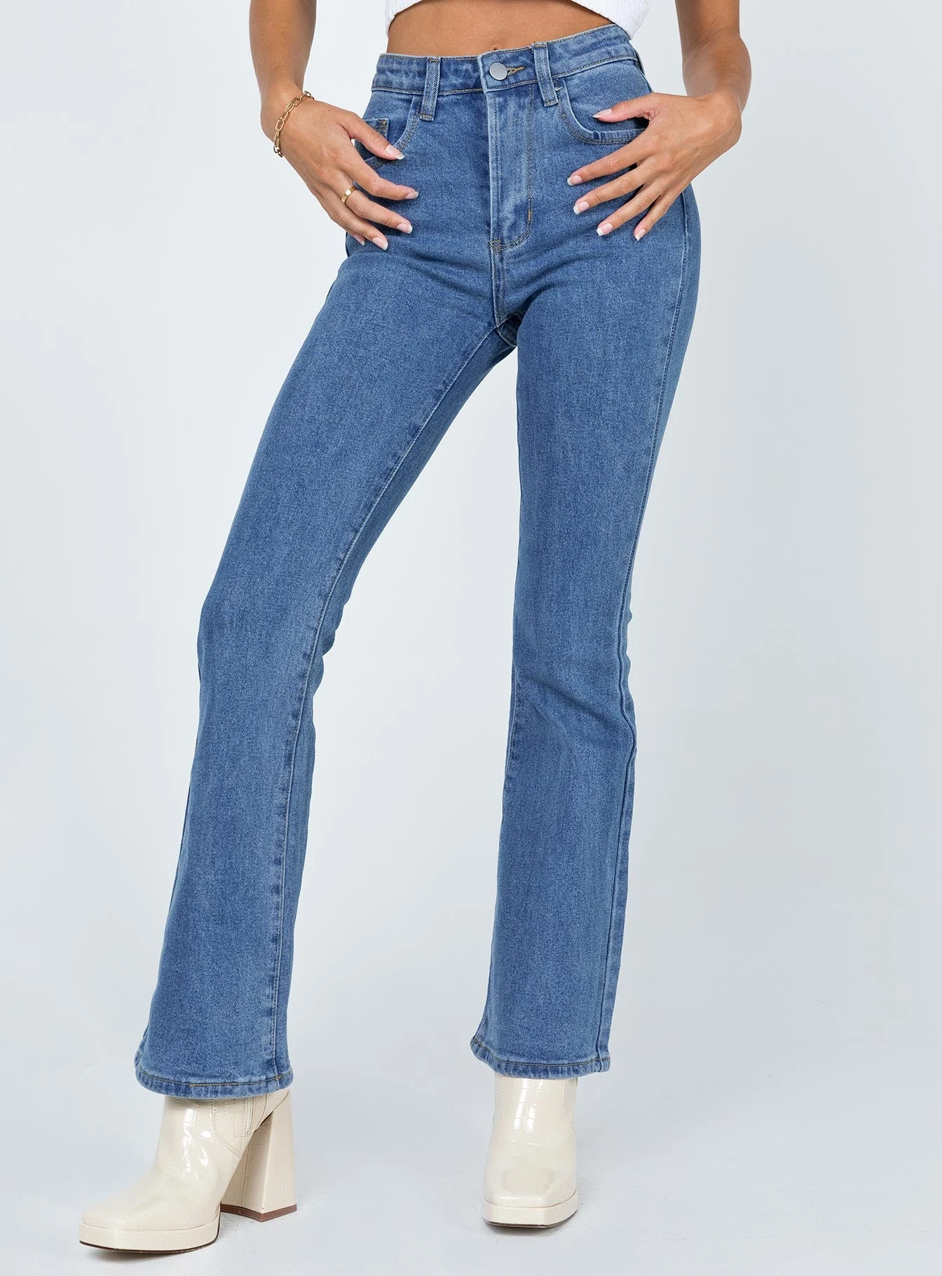 Princess Polly Dark Wash Flare Jean Denim 4 Princess Polly Dark Wash Flare Jean Denim - Image 4