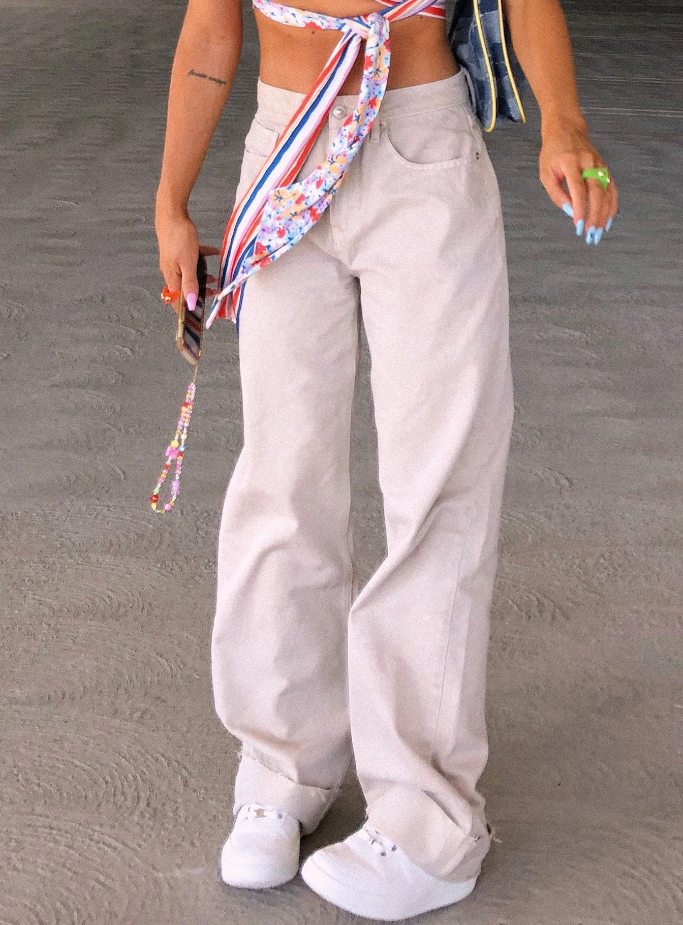 Princess Polly Cheerful Denim Jeans Cream 2 Princess Polly Cheerful Denim Jeans Cream - Image 2