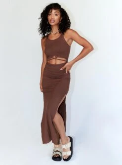 Princess Polly Louise Maxi Dress Chocolate Brown