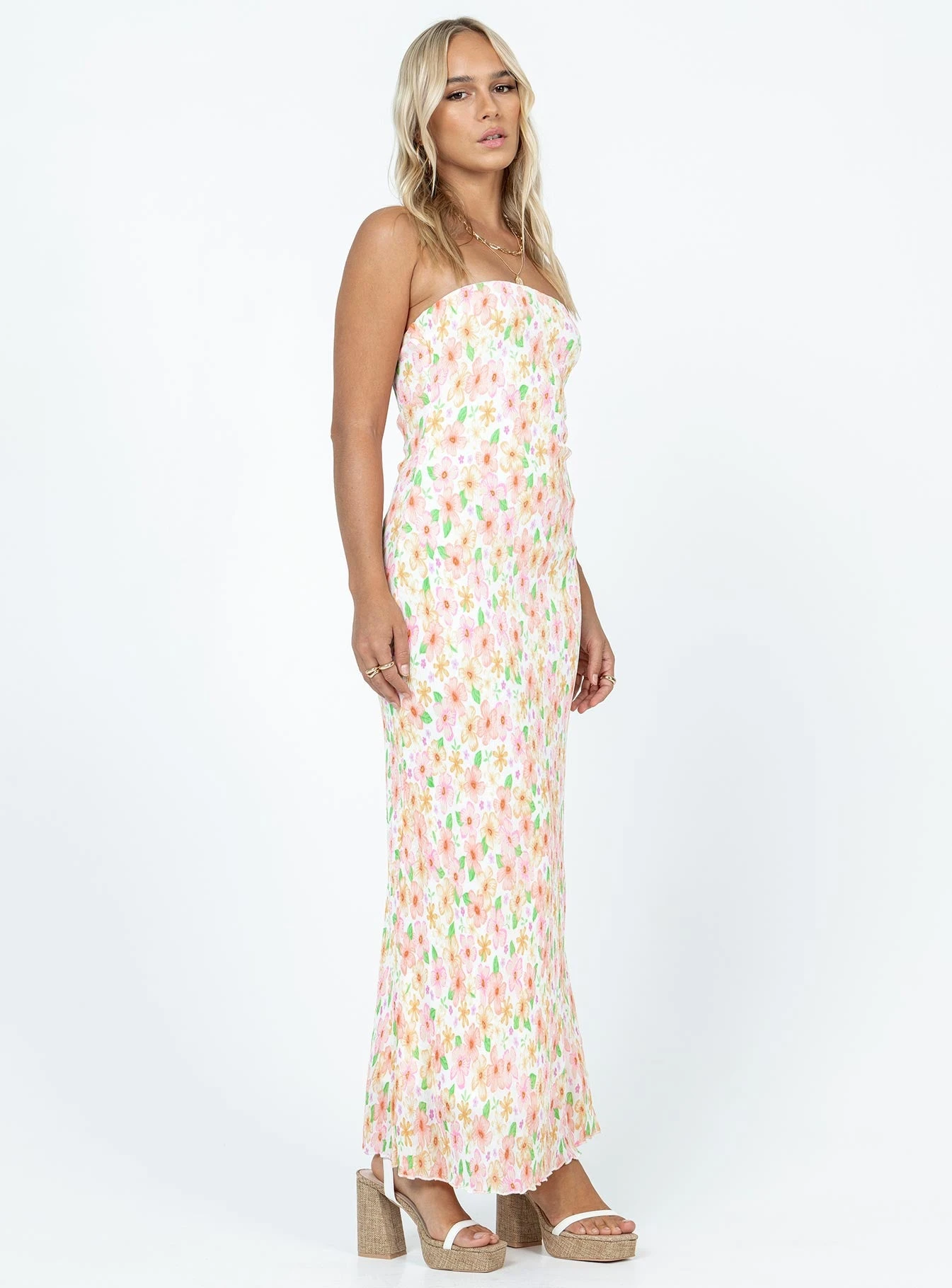 Princess Polly Tiarna Strapless Maxi Dress White / Floral 3 Princess Polly Tiarna Strapless Maxi Dress White / Floral - Image 3