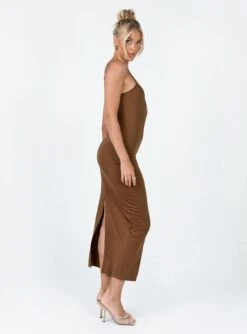 Ryleigh Maxi Dress Brown -Princess Polly Sales 3 modelinfo chelsea us4 424124bd c07a 4b98 8127 4f9f51be8249