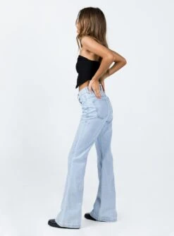 Princess Polly Cabarita Lounge Denim Jeans Light Wash -Princess Polly Sales 3 modelinfo elise us2 b66587d3 432c 485d 823b e37bd034d611