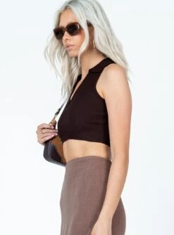 Princess Polly Patterson Top Brown -Princess Polly Sales 3 modelinfo emily us2 3b76eb86 bac1 437f a44d b64c58085534