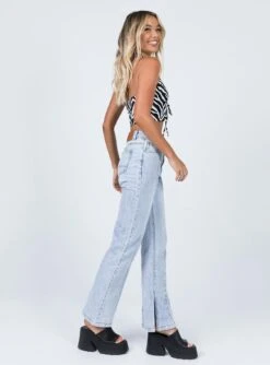 Princess Polly Michael Denim Jeans Blue -Princess Polly Sales 3 modelinfo emma us2