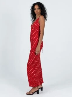 Princess Polly Nellie Maxi Dress Red Polka Dot -Princess Polly Sales 3 modelinfo kristen us2 d9c7bd61 b519 45f9 866e a8a5104a315b