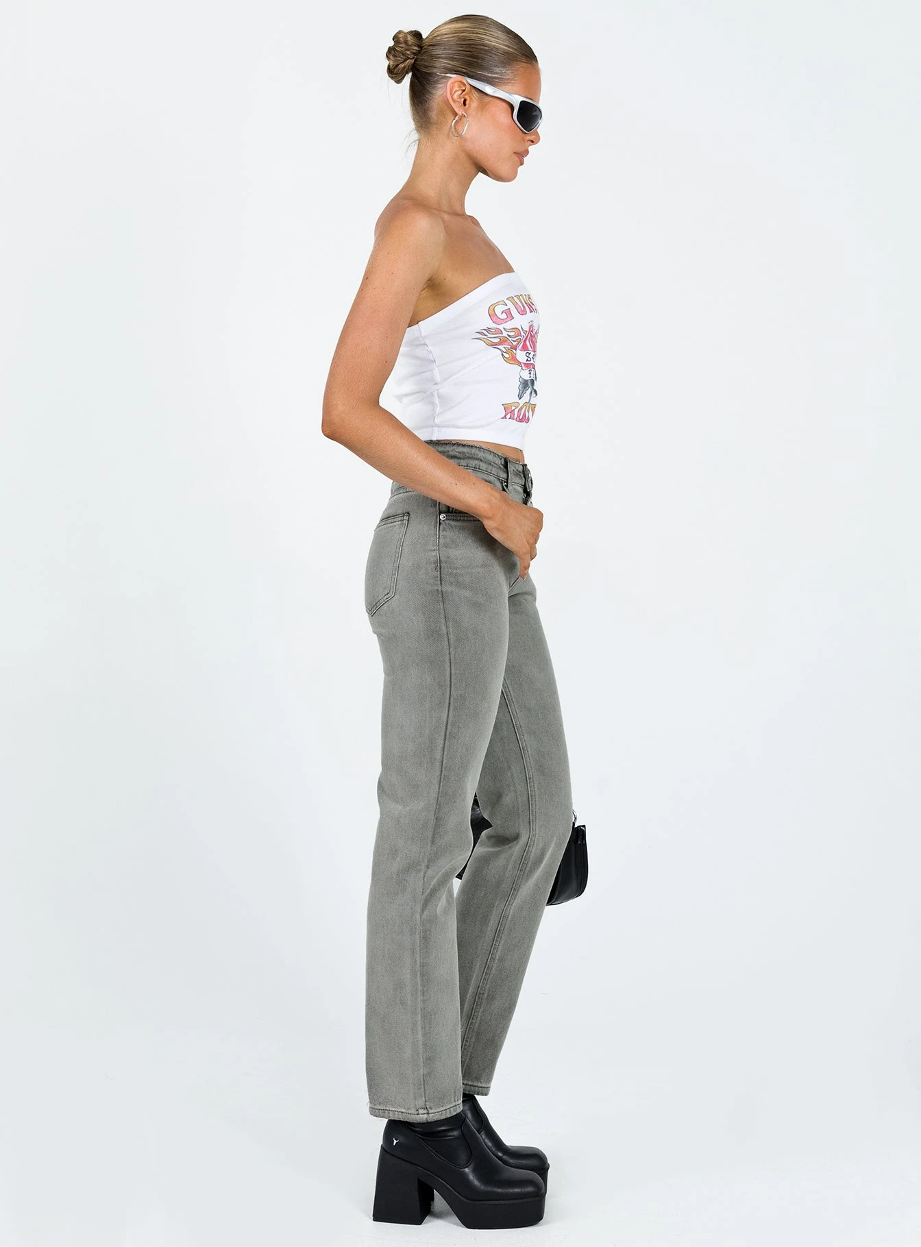 Princess Polly Tangmere Mid Rise Slim Jeans Grey 3 Princess Polly Tangmere Mid Rise Slim Jeans Grey - Image 3