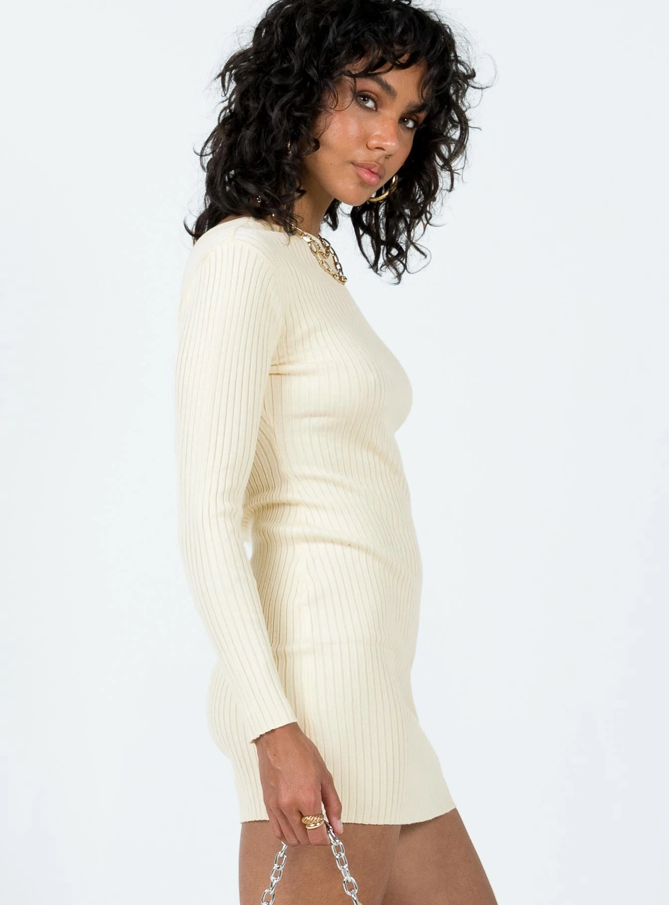 Princess Polly Nadine Long Sleeve Mini Dress Cream 4 Princess Polly Nadine Long Sleeve Mini Dress Cream - Image 4