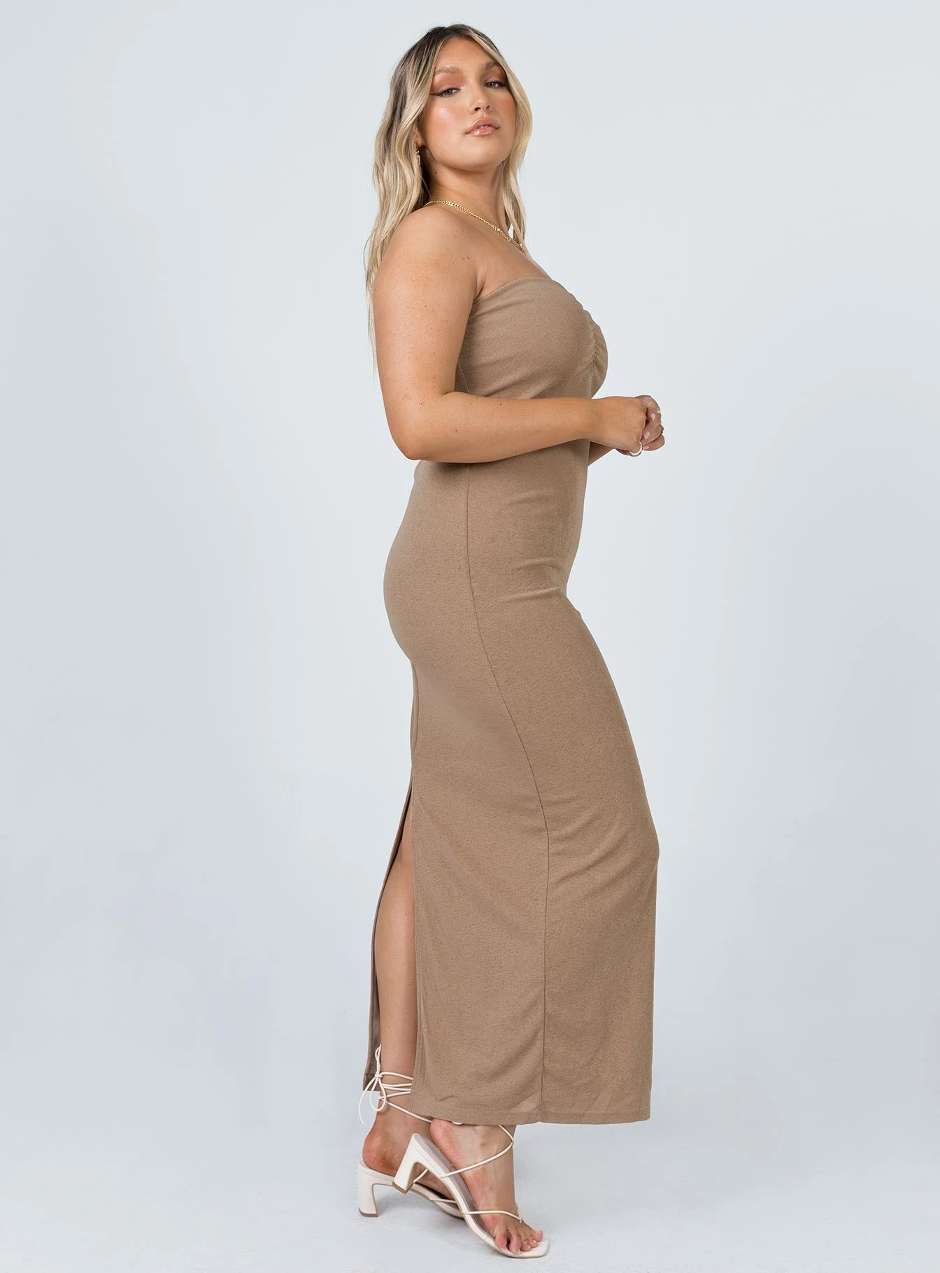 Princess Polly Charm Strapless Maxi Dress Brown 5 Princess Polly Charm Strapless Maxi Dress Brown - Image 5