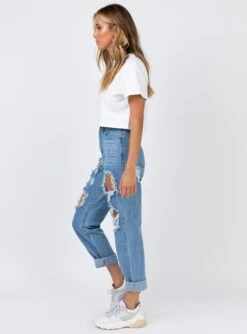 Princess Polly Lazulli Ripped Jeans Mid Wash Denim -Princess Polly Sales 3 131 344