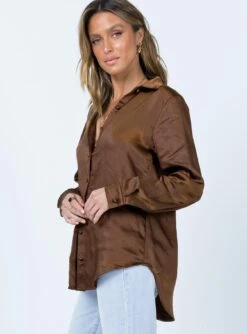 Vintage Vibes Shirt Brown -Princess Polly Sales 3 e07e2499 29f3 4b3c 804f cd102a2a4210