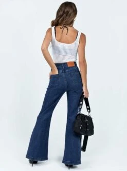 Princess Polly Nairana Split Hem Jeans Dark Wash Denim -Princess Polly Sales 4 modelinfo elise us2 96118ff2 625f 4298 b70d a4e74b57a1e7