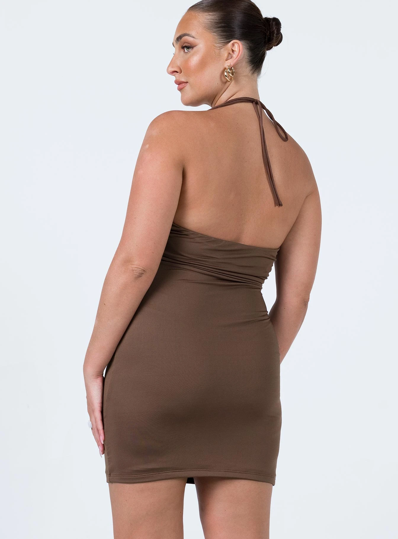Princess Polly Scarlette Mini Dress Brown 4 Princess Polly Scarlette Mini Dress Brown - Image 4