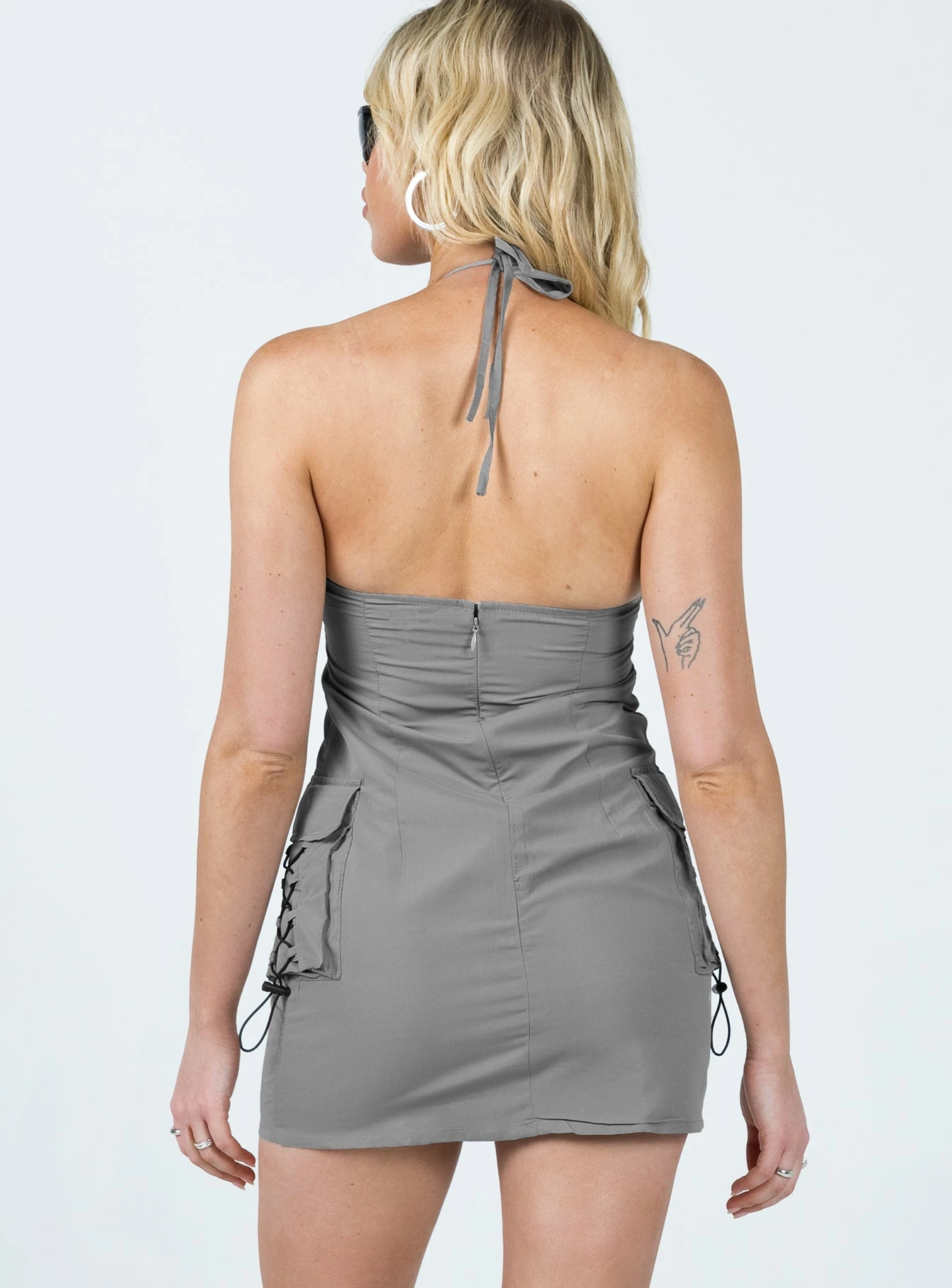 Motel Schmidt Mini Dress Grey 5 Motel Schmidt Mini Dress Grey - Image 5