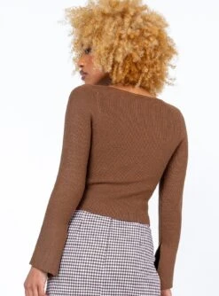 Princess Polly Sherry Long Sleeve Top Brown -Princess Polly Sales 4 modelinfo taegan us4 d5a666d6 6074 48ec 988b 04aeb57ce740