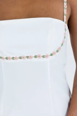 Lorene Mini Dress White -Princess Polly Sales 5 modelinfo lola us4 00a507cb 0c40 4062 9afd e804d053f8a8